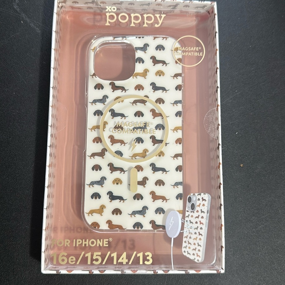 XO poppy dachshund Iphone 16e/15/14/13 case
